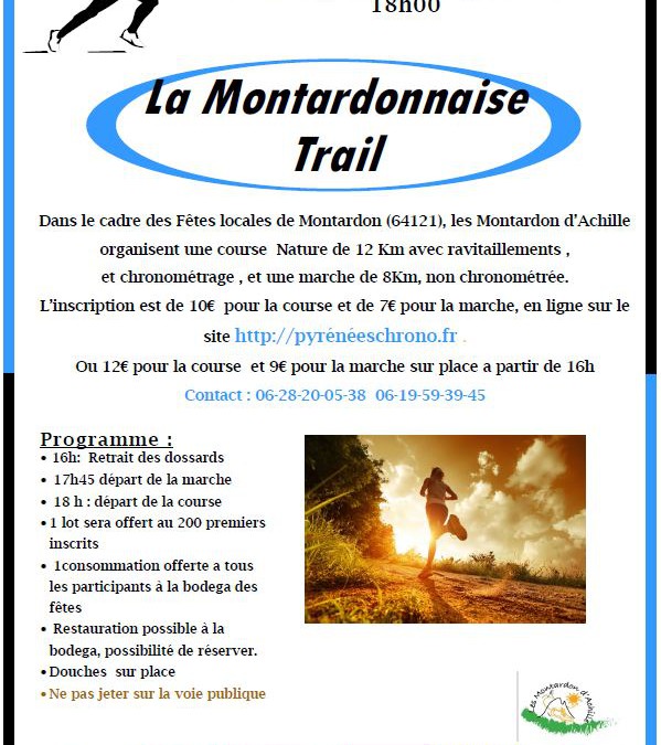 La Montardonnaise trail – 26 septembre – Montardon